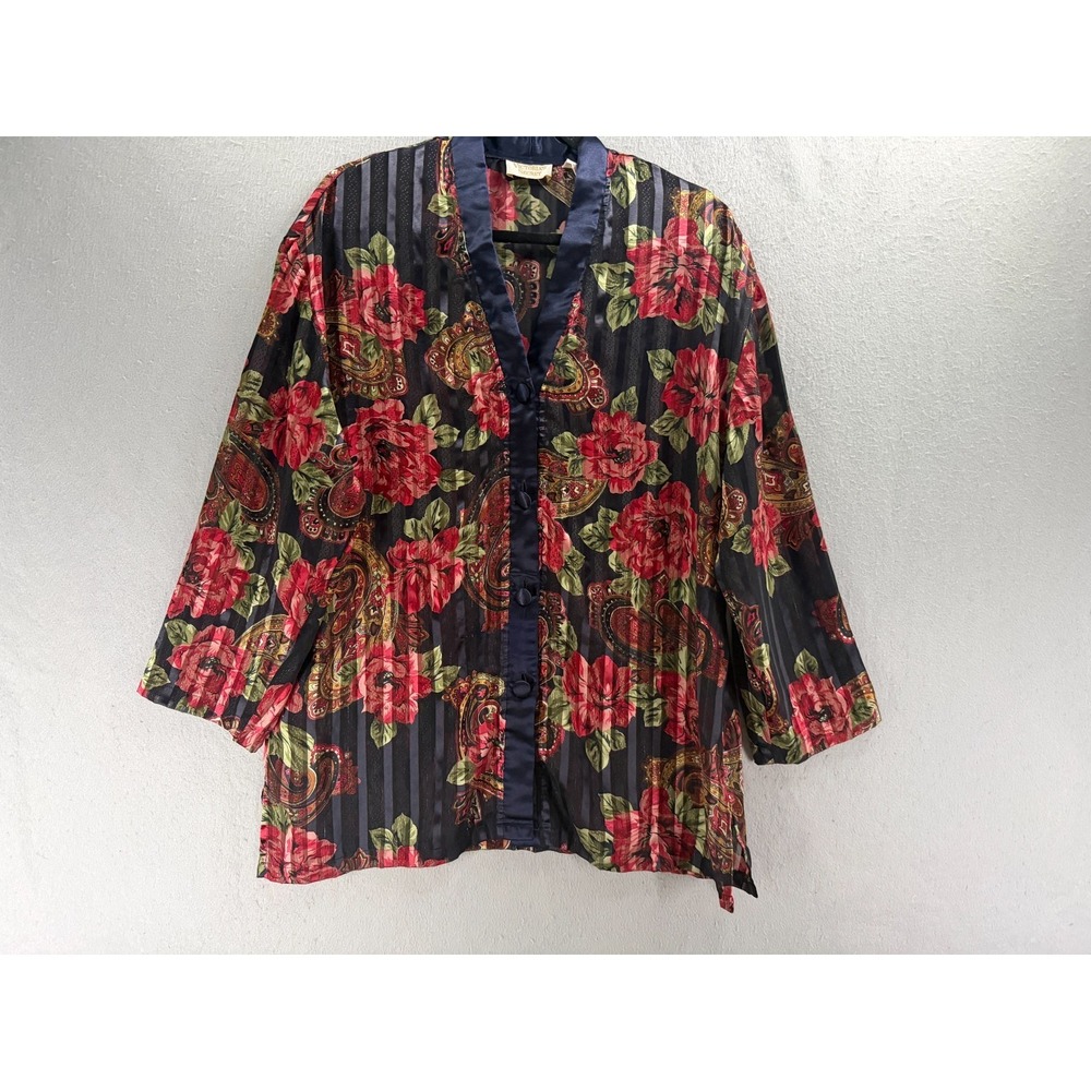 Victoria's Secret Gold Label Top Womens M Romantic Dark Coquette Button Up Satin